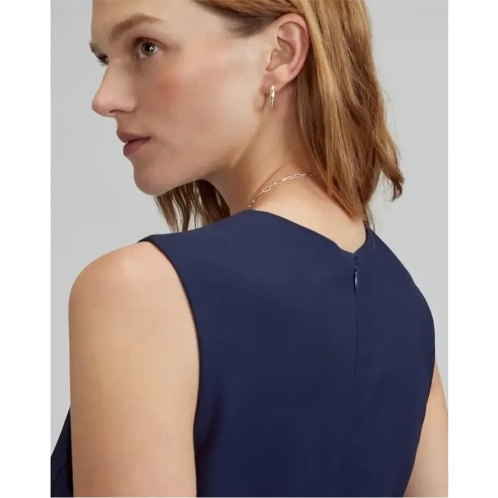 Everlane Navy Structured Cotton Jumpsuit Size 4 NWT Sleeveless V-Neck Slim Fit - Picture 6 of 10
